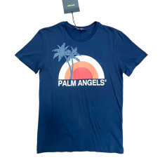 Бавовняна футболка Palm Angels синя